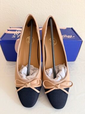Trary Two-Tone Bow Ballet Flats Size 6.5